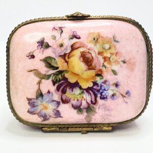 Art Deco P.A. Limoges Hand Painted Floral Trinket Box France A723